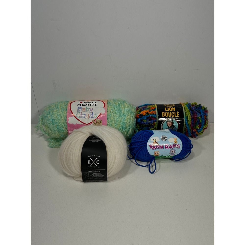 Mixed Yarn Lot Red Heart Lion Brand KXC Cloudpaca Yarn Gang 4 Skeins